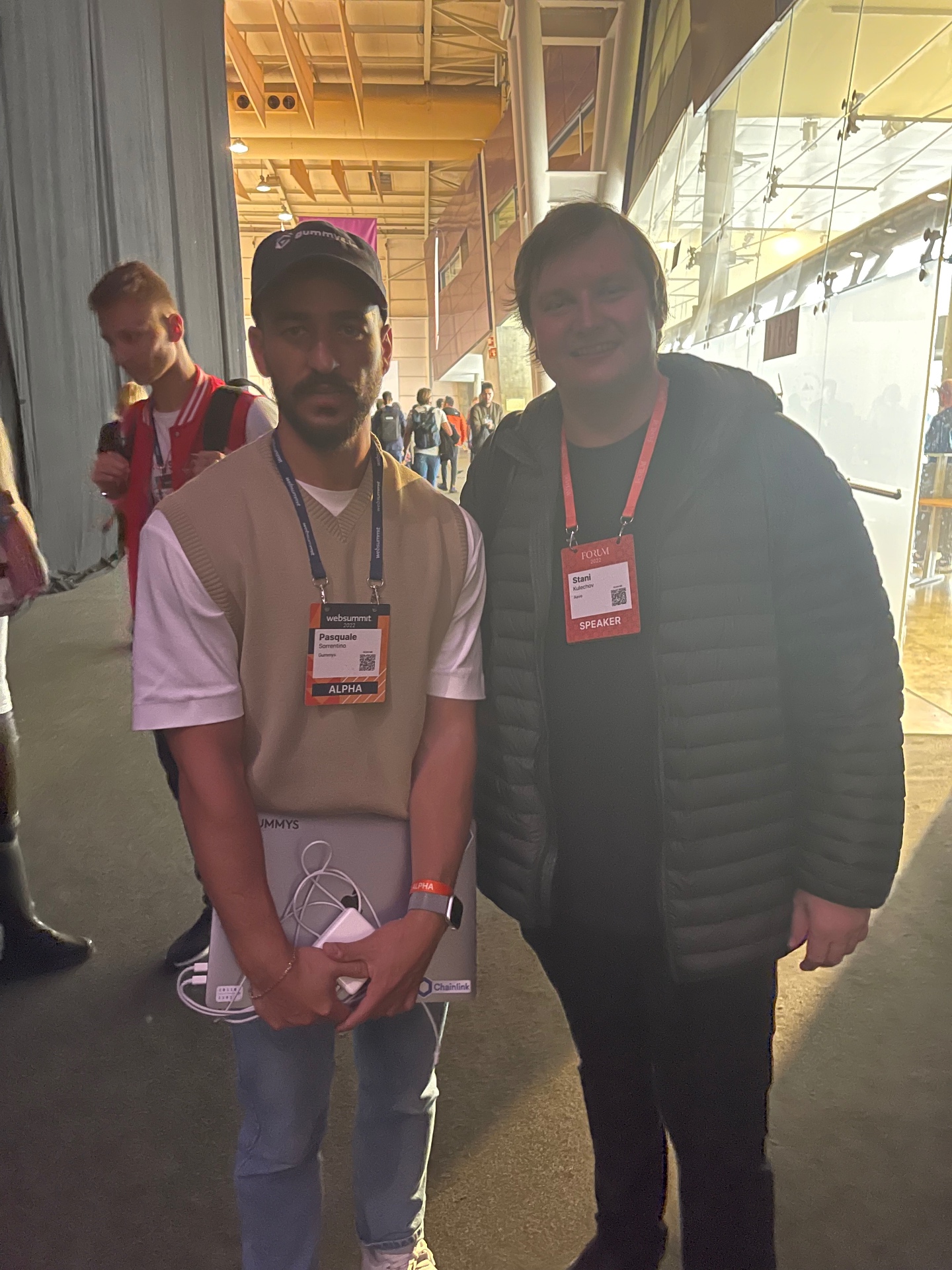 Pasquale Sorrentino con Stani Kulechov, fondatore di Aave, al Web Summit